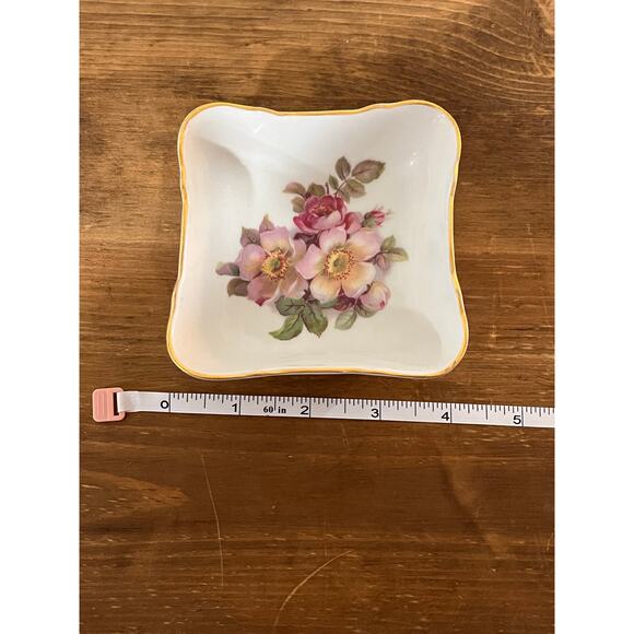 E&R Golden Crown Bavaria Wild Rose Trinket Dish 1940s Arzberg Germany Gold Trim - Picture 6 of 6